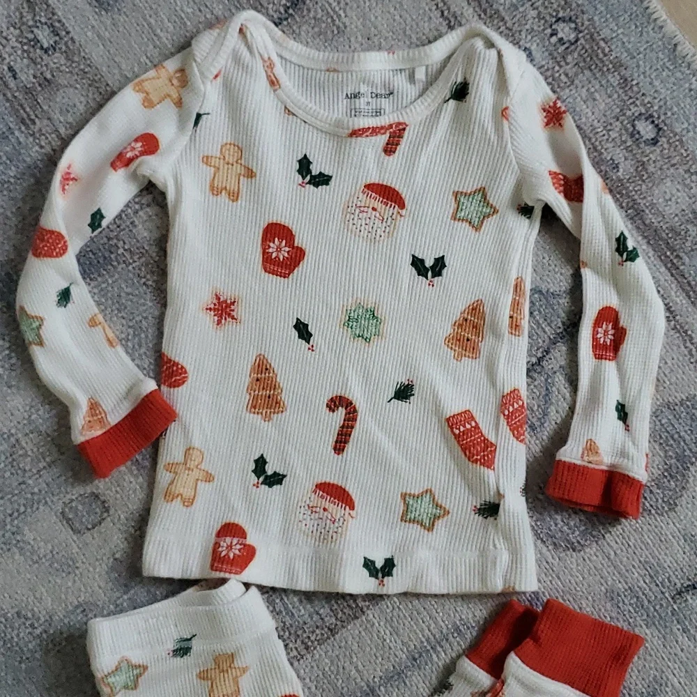 Angel Dear Kids Unisex Waffle Knit Christmas Cookie Long Johns Pajamas Sz3T